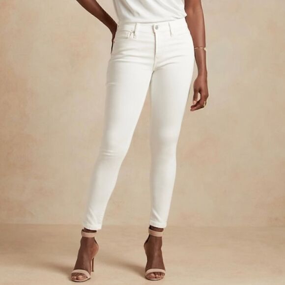 BANANA REPUBLIC Mid + Skinny Jean, White, Size 32 - Picture 1 of 14